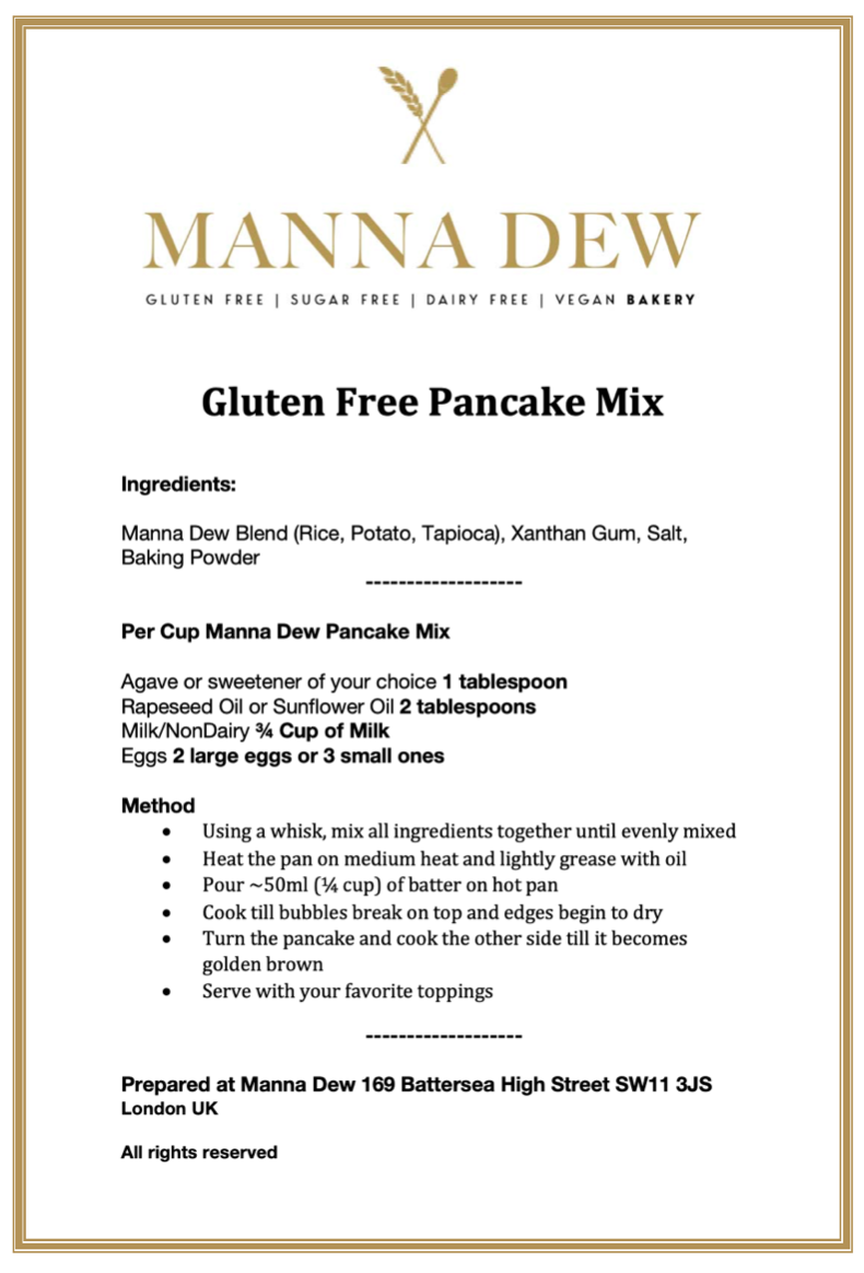 Pancake Mix Certificate